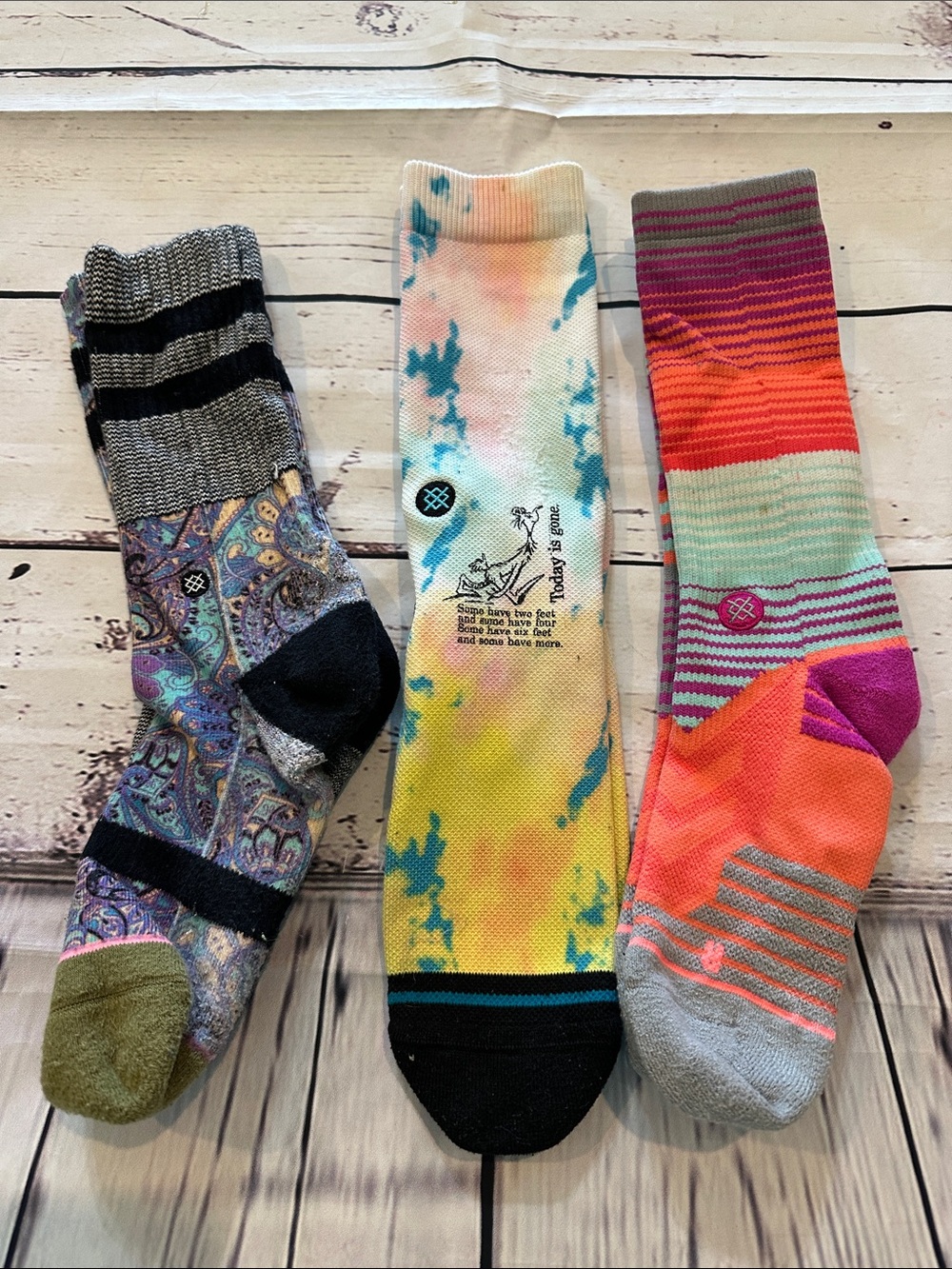 Stance Men's Multicolor Crew Socks - Tie-Dye Yellow, Pink & Paisley